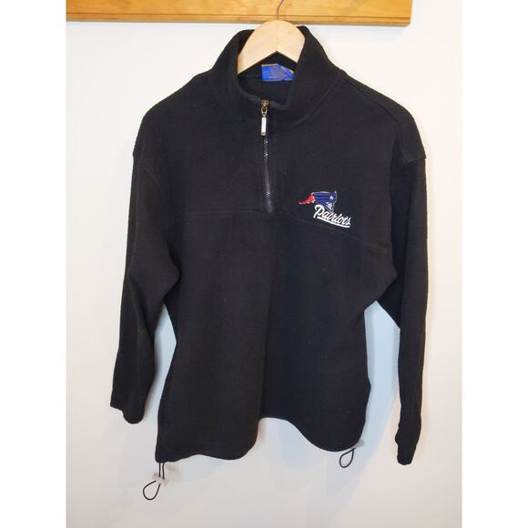 XNT Sweaters - Vintage NEW ENGLAND PATRIOTS Black Fleece Pullover XL 1/4 Zip 90s NFL Retro